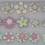 Fondant Assorted Flowers- Peach/Mauve/Green