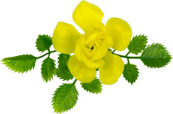 Vinyl Rose w/ Leaves on Pick - Yellow