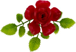 Vinyl Rose w/ Leaves on Pick - Red