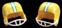 Yellow Football Helmet /Gr,Wh Stripe