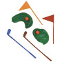 Golf Green w/ Clubs & Flag (Set)