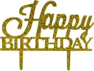 Happy Birthday - Gold Glitter Topper
