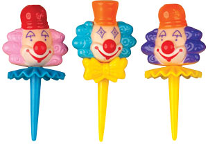 Clown Head Picks - Ruffles & Bowties Asst.