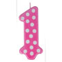 1st Birthday Polka Dot Candles - Pink