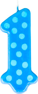 1st Birthday Polka Dot Candles - Blue