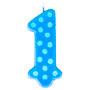 1st Birthday Polka Dot Candles - Blue
