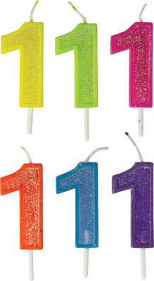 Small Glitter Number Candles - # 1