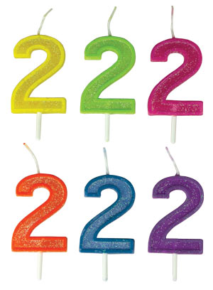 Small Glitter Number Candles - # 2