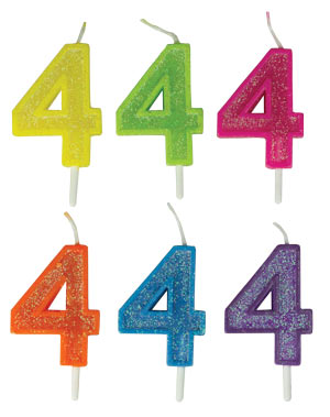 Small Glitter Number Candles - # 4