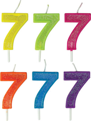 Small Glitter Number Candles - # 7