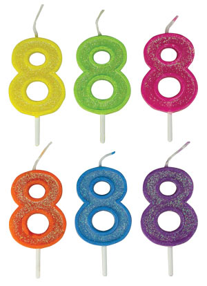 Small Glitter Number Candles - # 8
