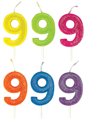 Small Glitter Number Candles - # 9