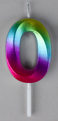 Small Rainbow Metallic Prism Number Candles - #0