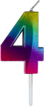 Small Rainbow Metallic Prism Number Candles - #4