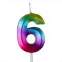 Small Rainbow Metallic Prism Number Candles - #6
