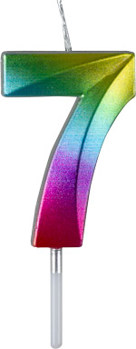Small Rainbow Metallic Prism Number Candles - #7