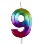 Small Rainbow Metallic Prism Number Candles - #9