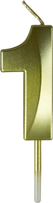 Small Gold Prism Number Candles - #1
