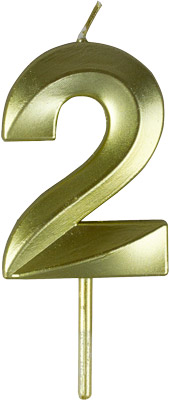 Small Gold Prism Number Candles - #2