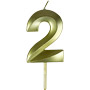 Small Gold Prism Number Candles - #2