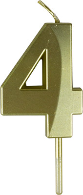 Small Gold Prism Number Candles - #4