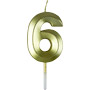 Small Gold Prism Number Candles - #6