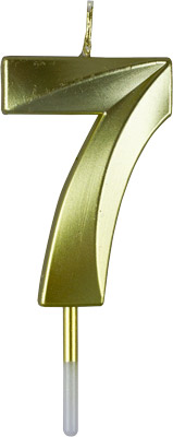 Small Gold Prism Number Candles - #7