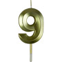Small Gold Prism Number Candles - #9