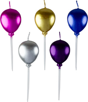 Metallic Balloon Candles On Picks - Asst. Colors