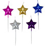 Metallic Star Candles On Picks - Asst. Colors