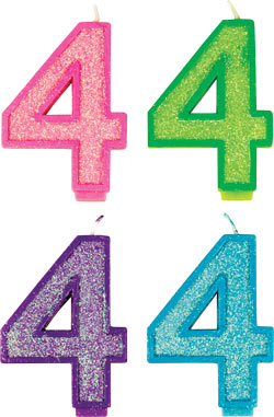 Glitter Number Candles - #4