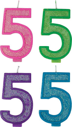 Glitter Number Candles - #5