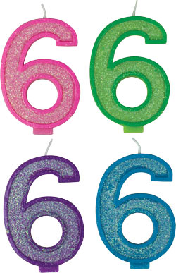 Glitter Number Candles - #6