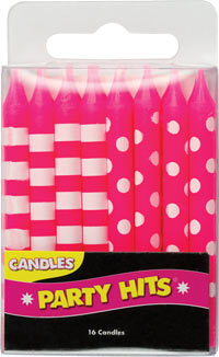 Pink Stripes And Dots Candles