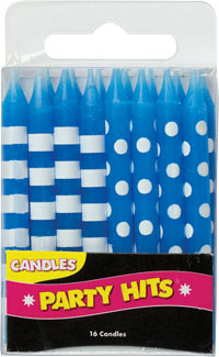 Blue Stripes And Dots Candles