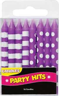 Purple Stripes And Dots Candles
