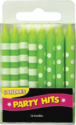 Green Stripes And Dots Candles
