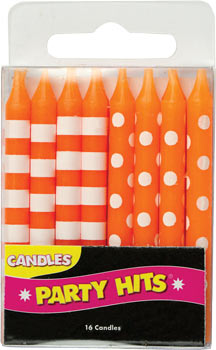Orange Stripes And Dots Candles