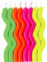 Wavy Birthday Candles- Neon Asst