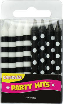 Black And White Stripes And Dots Candles