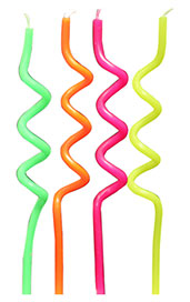 Neon Spaghetti Birthday Candles-Asst