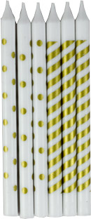 Gold Polka Dot & Stripes Asst. Candles