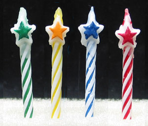 Star Top Striped Birthday Candles