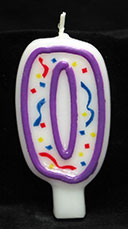 Purple/White Number Candle # 0