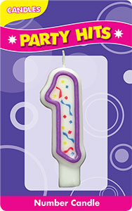 Purple/White Number Candle # 1