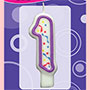 Purple/White Number Candle # 1