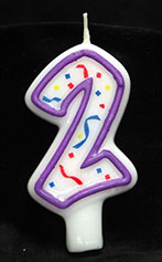 Purple/White Number Candle # 2