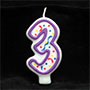 Purple/White Number Candle # 3