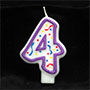 Purple/White Number Candle # 4