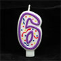 Purple/White Number Candle # 6